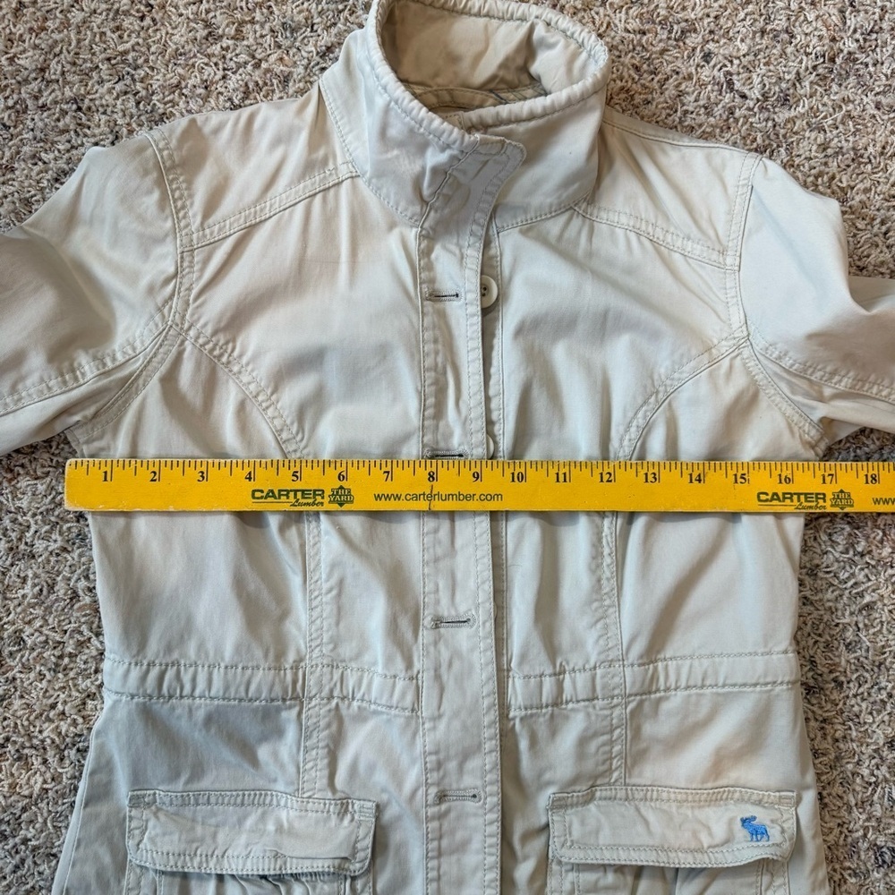 Abercrombie & Fitch Womens Jacket Khaki Tan Canvas Utility Outerwear Blazer Med - Picture 8 of 11